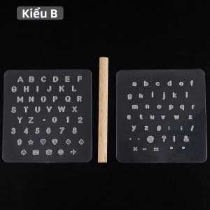 Bộ 3 Món Đồ Thủ Công Bằng Da Giả DIY - Bộ Khuôn Khắc Chữ Cái Kỹ Thuật Số Bán Trong Suốt Bộ Dụng Cụ In Ấn Đục Lỗ
