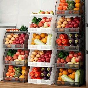 Fruit Tray Food Organizer Display Rack with Hooks Hanging Basket Kitchen Storage Organizer Fruit Basket Wall Mounted Storage Rack Vegetable Shelf Large Capacity Counter Organizer Stackable Wire Baskets for Snack Organizer