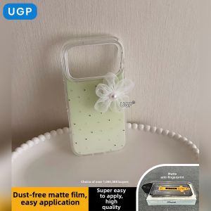 UGP | Gradient Mint Green Flower Decorated Protective Phone Case
