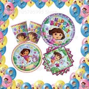 Dora The Explorer Party Decor Birthday Baby Shower Party Table Decorations Tableware Paper Cup Plate Napkin Christmas Supplies