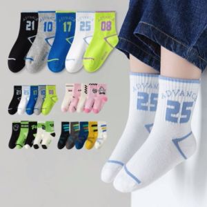 Kids High Quality 5 Pairs Cotton Tube Kids Socks Comfortable for Baby Boys and Girls 3-15 Years Old