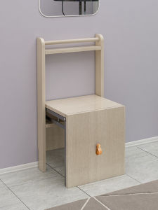 Foldable Wall Mounted Real Wood Ultra-Thin Shoe Changing Stool Modern Minimalist Style Adult Suitable Entrance Hall Hidden Door behind Shoe Stool