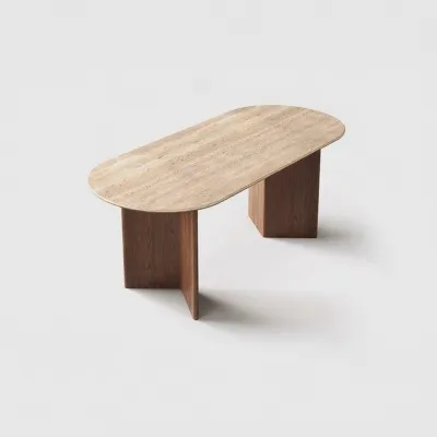 Retro Designer Dining Table And Chairs Set Stone Rock Board Oval Shape Meal Table Home Use Small Apartment French Style