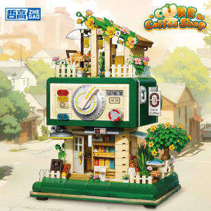Zhegao Creative Street View Healing Coffee Shop Children Educational Assembly Building Blocks Toy Decoration Gifts for Boys and Girls