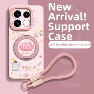 GGUU | Phone Case for OPPO Reno 16 with Lanyard Silicone Rotating Stand Design