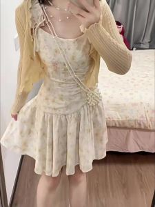 SENWA | Small Size Floral Dress for Spring and Autumn New Style Korean and French Sweet Look