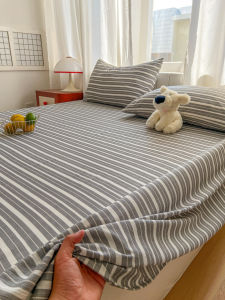 1 Pc Plaid Bed Sheets Set Single/Queen/King Striped Style Flat Sheets for Adults Soft Bed Flat Sheets Double BedSeeksucker