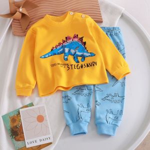 Pure Cotton Childrens Underwear Set Autumn Winter Base Layer Clothes Boys Girls Baby Sleepwear Striped Pattern Parent-Child Clothes