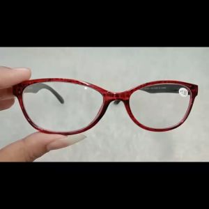PLus - Kacamata Plus Rabun Dekat +1.00 s/d +3.00 Untuk PRIA WANITA Gaya Korea Style Full Bingkai Oval Frame Merah Bening - COD