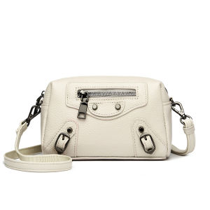 Fashionable Soft Leather Small Square Bag Womens Crossbody Shoulder Bag Casual City Style Zipper Closure Pure Color Design