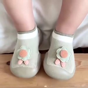 Double.lucky รองเท้าหัดเดินเด็ก พื้นยางซิลิโคน  พร้อมส่ง