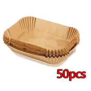 50-200pcs Large Rectangle Air Fryer Disposable Paper Liner Nonstick Airfryer Parchment Special Baking Paper Roasting Baking Mat