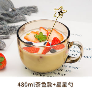 Cốc Đựng Sữa Nguyên Chất Cỡ Lớn Có Nắp Đậy Và Thìa Dùng Để Ăn Sáng Bằng Thủy Tinh Chịu Nhiệt Cốc Đựng Nước Dùng Cho Mọi Lứa Tuổi