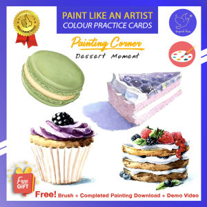 Tropical Blue Watercolour Exercise for Beginner Easy Desset Series Painting Artline A5 Size 200gsm Watercolour Practice Paper Kertas Cat Air