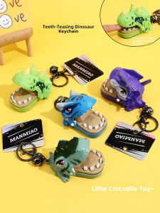 Stress Relief Dinosaur Toy Keychain Interactive Play Boys School Bag Pendant Cute Cartoon Plastic Keychain Gift