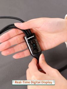 SuperV 3-in-1 Multiple Charging Data Cable with Real-Time Digital Display - RT66 (1.2m) | 66W Fast Charge | 12 Months Warranty