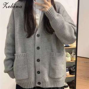 Zebina เสื้อกันหนาวผู้หญิง2024ต้นฤดูใบไม้ร่วงเสื้อคาร์ดิแกนแบบถักใหม่สวมใส่ฤดูใบไม้ผลิและฤดูใบไม้ร่วงความรู้สึกสูง