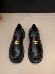 Fashionable Chunky Heel Color Block Slip-On Womens Loafers Thick Bottom Small Leather Shoes British Style ITSK Footwear