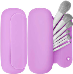 Portable 2-in-1 Silicone Makeup Brush Holder Case with Cleaning Mat Cosmetic Tools Makeup Bag