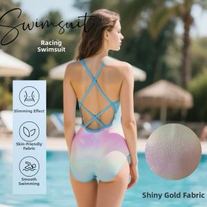 Tagkita | Gold Gradient Competitive Womens Swimsuit No Padded