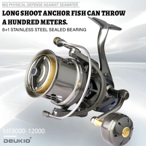 DEUKIO Long Shoot Spinning Fishing Reel 4.6:1 Gear Ratio Aluminum Alloy Body and Carbon Fiber Grip Saltwater Sea Fishing Wheel