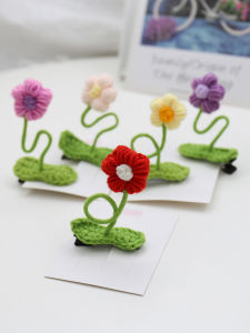 Creative Crochet Hair Accessories Adorable Knitted Flower Baby Girl Hair Clips Festive Baby Headwear Childrens Hair Decorations
