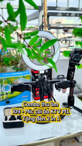 Combo Quay Mukbang Vlog – Gimbal L09 Chống Rung + Micro Cài Áo KTVM1 + Đèn LED 2in1