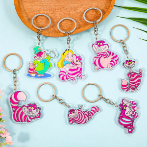 1pc/7pcs Disney Cheshire Cat Series Cute Pink Keychain Fashion Accessory for Bag And Backpack Decoration