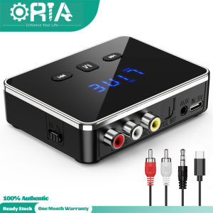 ORIA Bluetooth Audio Adapter 2 In 1 Bluetooth 5.4 Music Receiver for Home Stereo Plug and Play Music Audio Bluetooth to RCA Adapter for Stereo Speakers Home Music Streaming Stereo System Support AUX/USB TF Card