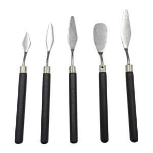 5Pcs Wooden Handle Palette Knives Stainless Steel Multicolor Painting Tools for Oil Acrylic Mixing Professional Art Supplies