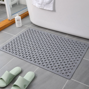 MBMSHEGH Textured Surface Bath Mat Heavy Duty Non-Slip Drainage Grid Quick-Dry Shower Mat with Suction Cups Odor-Resistant Bathroom Floor Mat for Wet Rooms Modern Anti Slip Bathroom Mat 35x68cm