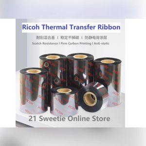 [ALL RESIN] Premium Ricoh B110CR RC Resin Ribbon Customised & Combined Sizes Quality Thermal Transfer Ribbon Japan Brand TTR Barcode Printer Label Sticker Tag Print 1 Inch & 1/2 inch Core ISO Quality Proven Original Carbon Ribbon 高级树脂基碳带
