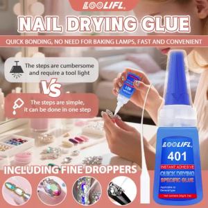 LOOLIFL | LOOLIFL 401 Clear Instant Super Glue Precise Tip Quick Dry Adhesive DIY Rhinestone Shoe Jewelry Fabric Handcraft Mending