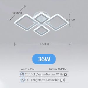 Modern Square Ceiling Lamp LED Dimmable Acrylic Ceiling Light Fixture Flush Mount Chandelier with Remote for Room Hallway Aisle