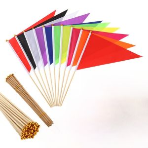 No. 6 No. 7 Triangle Colorful Flag Red Flag Solid Bamboo Pole Small Hand Holding Waving Flag Command Flag Advertising Blank Flag Inserted into the Soil