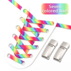 New Colorful Shoelaces Magnetic Metal Lock Elastic Shoe Laces For Sneakers Convenient No Tie Shoes Lace Accessories 1 Pair