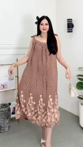 Daster Yukensi Motif Polka Kembang Bahan Rayon Premium nyaman di pakai sehari hari