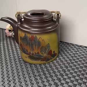 Ấm Tử Sa Nghi Hưng Đề Lương Sơn Thủy Vẽ Mầu 500 ml (Tử Chu Nê)