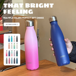 WATERSY 500ml Insulated Water Bottle Stainless Steel Thermal Leakproof Flask BPA-Free Double Walled Vacuum Bottle for Sports
