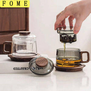 Heat-Resistant Glass Tea Cup With Filter Multi-Purpose Tea Separation Mug Wooden Handle Coffee Cup Kung Fu Teaware 200ml