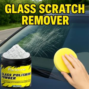 Glass scratch removal polishing powder suitable for windows car windshields etc. restoring clarity and removing minor scratc