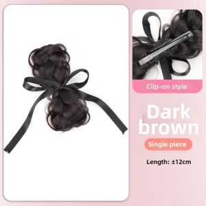 XIAOQI | Youthful Simulated Bun Wig Hairband with Bow