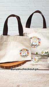 Tote Bag Mofusand Kucing Cat Japan Canvas Aesthetic Tas Jinjing Wanita Kain Kanvas Hampers Estetik Lucu Imut Murah Kitty Bekal Bekel Makan Food Makanan Lunch Tempat