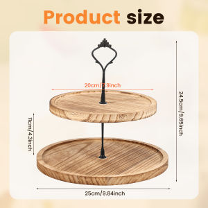 2/3-Layer Cupcake Stand Wooden Round Tiered Cake Snack Dessert Display Tray for Wedding Party Table Birthday Decorative Trays