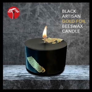 ACACIA SG Black Unscented Beeswax Candle | Set of 6 | Candle with Gold Foil | Beeswax Candle