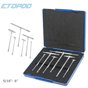 6 Pc 5/16-6 Bore Gauge Premium Telescopic High Precision T-Gage Set W/Hard Shell Case Precision Telescoping Gage ﻿