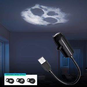 Halloween Theme USB Plug Projection Light Indoor Ceiling Projection Light Wall Ambient Light Holiday Decoration Light Adjustable