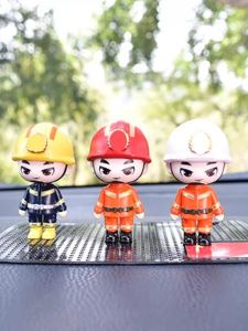 Firefighter Action Figure Toy Collectible Blue Friend Car Model Desktop Decoration PVC Material Joint Movable Design