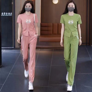 Casual Sporty Womens Two-Piece Set Summer New Chinese Style Fashion Anti-Aging Trendy High-End Wide Leg Pants National Style