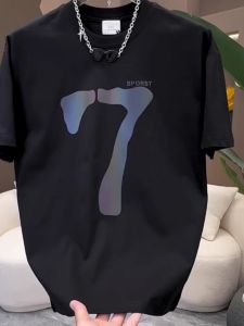 Áo Thun Nam Tay Ngắn Cotton Phong Cách Mỹ Dáng Rộng Rãi Đơn Giản Thoáng Khí Mùa Hè Thường Ngày in Chữ Cổ Tròn